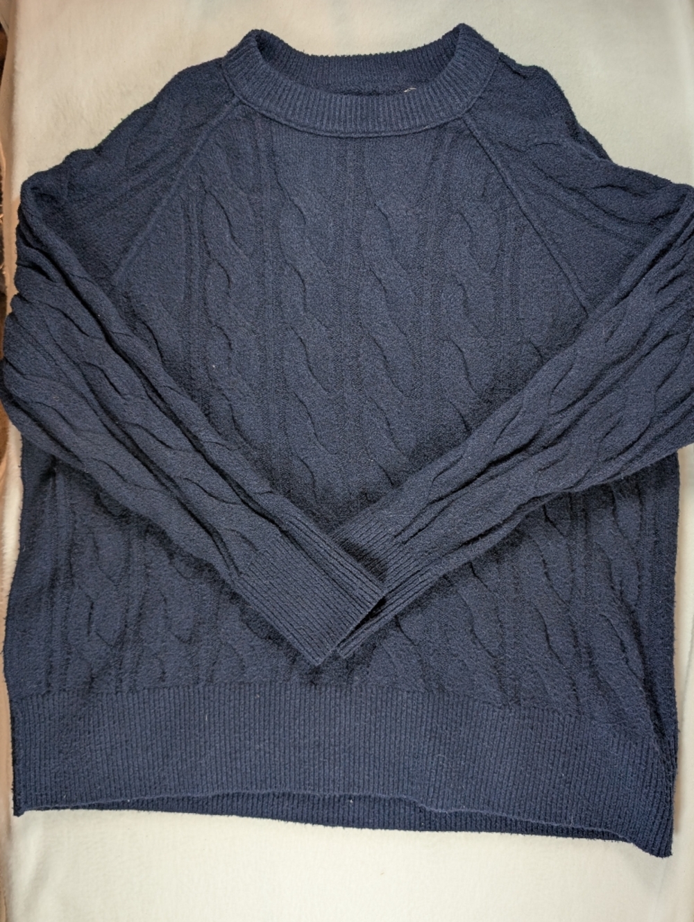 Aerie Classic Cable Knit Crewneck Sweater - Navy